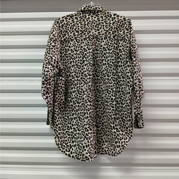 Anthropologie Maeve Cheetah Animal Print Shirt Women's Medium Button Front Top - Picture 5 of 10